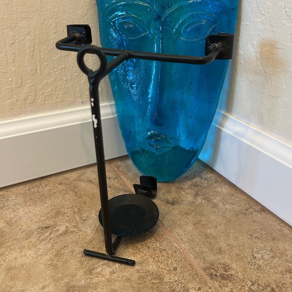 Teal Blue Glass Face Wall Art / Sconce / Candleholder - Picture 6 of 13